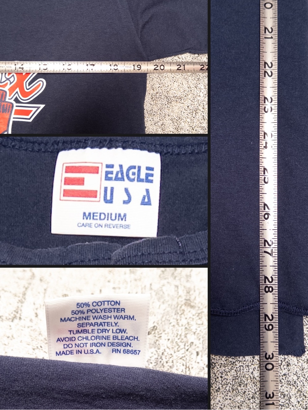 Vtg Single Stitch Eagle USA Boston Red Sox Henley T-Shirt, #10 Graphic, Sz M - Picture 5 of 6